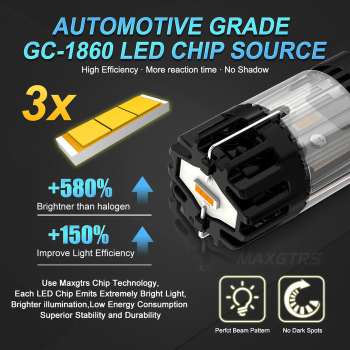 2x 3100LM High Power 1156 BA15S BAU15S PY21W Canbus No Hyper No Error With Fan T20 W21W Amber Yellow For Tuan Signal LED Bulb
