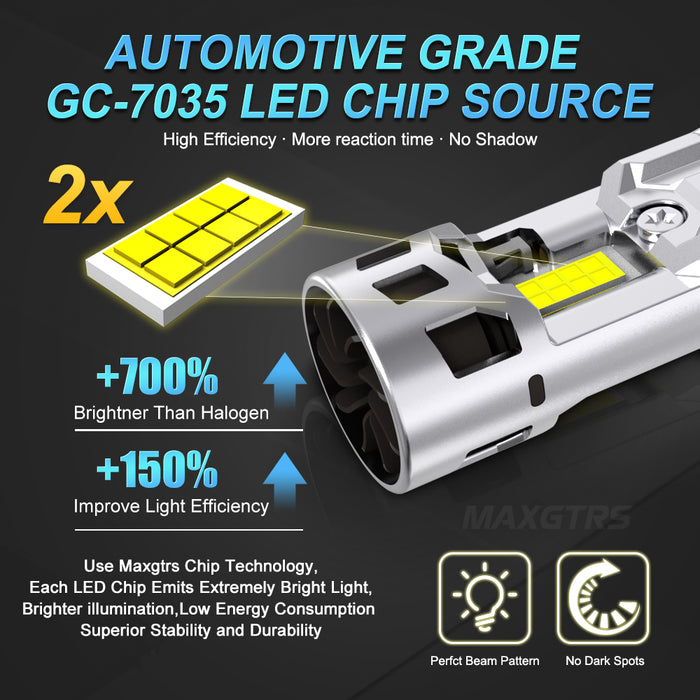 2× Turbo H7 H8 LED Front Headlight Bulbs 30000LM CANBUS Mini Size H11 LED High Low Beam Vehicle Lighting 6500K White 12V