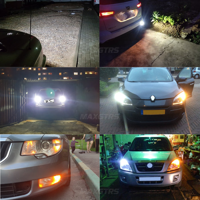 2× P21W LED 1156 BA15S LED Bulbs 7440 W21W Car Lights Turn Signal Reverse Lamp Brake Light 9SMD 3020 LED DRL Amber White
