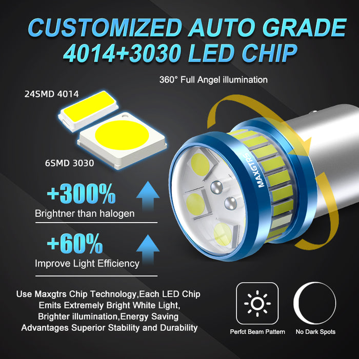 S25 P21W BA15S 1156 LED Bulbs White 6000K Built in Resistor with 6000LM  Extremely Bright for Car Side Marker Brake Reverse Backup Daytime Running