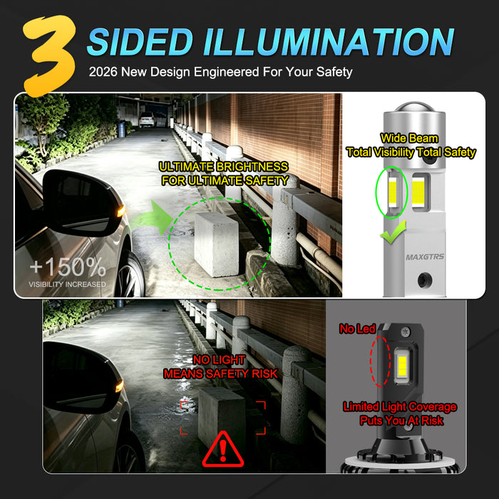 2x Three Sides Shine H7 H4 H11 Led Lamp Lens Tube Lights H8 HB3 9005 HB4 9006 9012 12V Canbus For Car Led Headlight Bulb