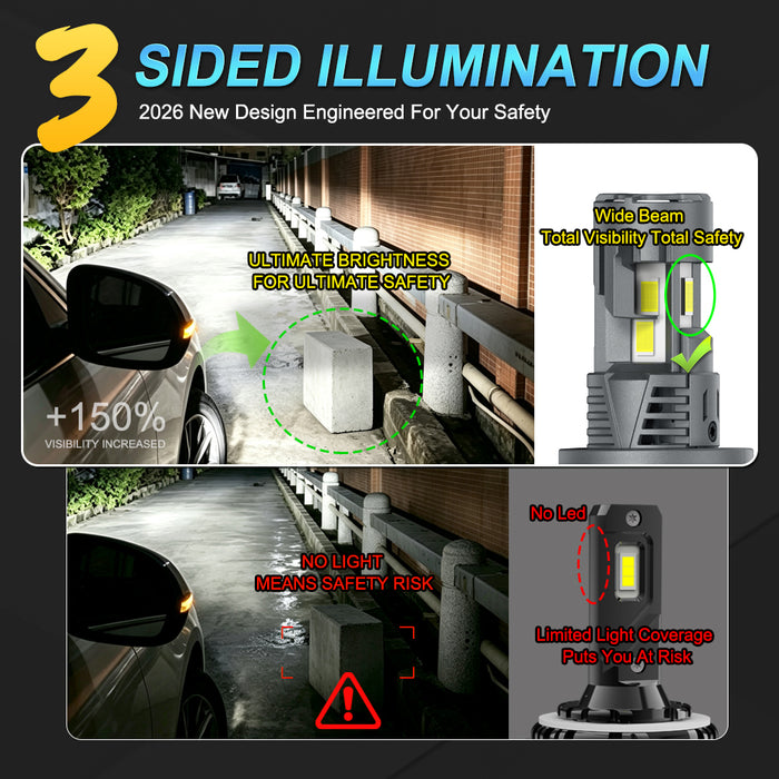 2X H4 LED Canbus Headlights 12V 9003 HB2 Hi/Lo Beam Motorcycle Headlamp Fanless H4 LED Bulb for Lada Honda Toyota Ford