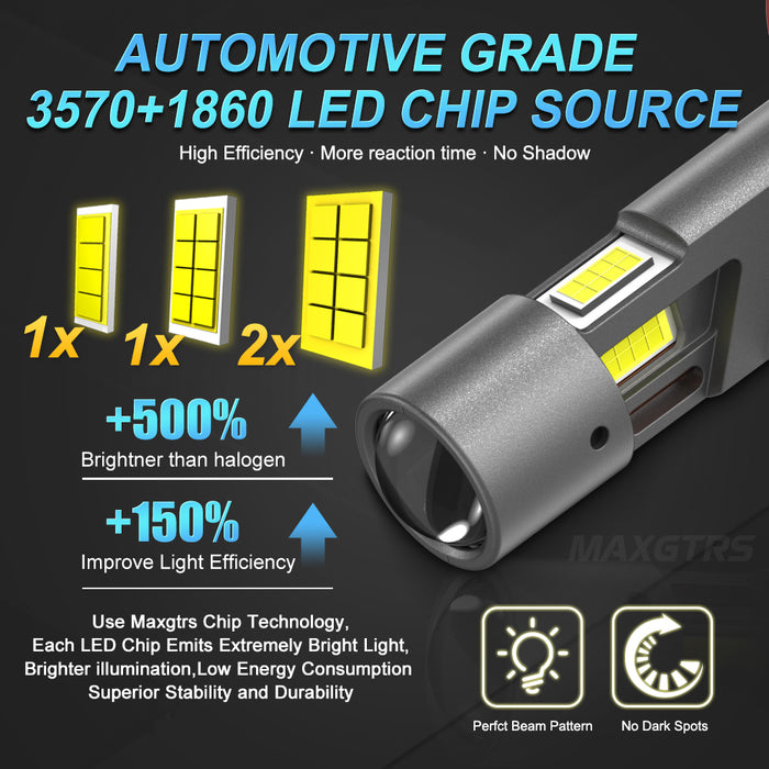 2x CANBUS H8 H11 LED Fog Light Bulbs Fanless H9 H16JP 9005 HB3 9006 HB4 9012 HIR2 4300K Warm Yellow Led Daytime Running Driving Lamp