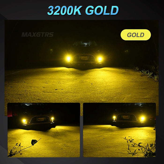 2× H7 H8/H11/H16(JP) 9005/HB3 9006/HB4 9012/HIR2 Automotive Laser Mini Projector Lens Auto LED Fog Light 3000K Gold 6000K White