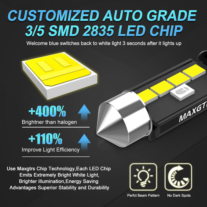 Welcome Blue Automatic Color Change White C5W LED Interior Side Bulbs 31mm 36mm 39mm 41mm License Plate Lamp Reading Light