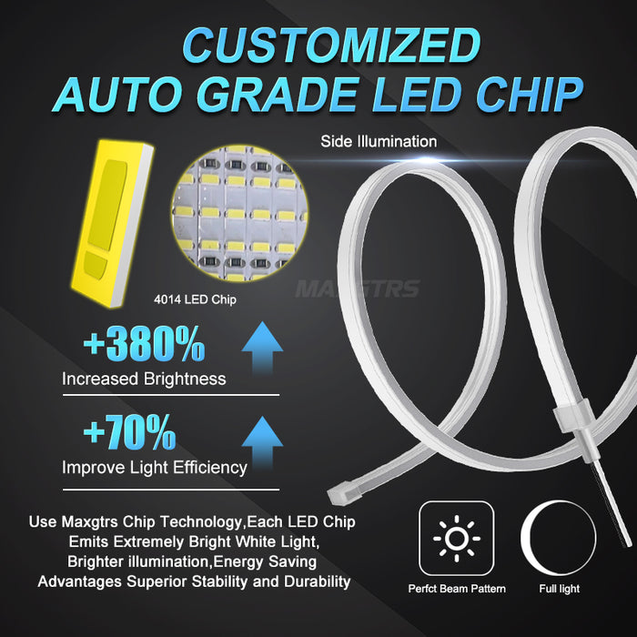 2x Super Bright Led Car Hood Daytime Running Light Strip Scan Lighting Decoration Auto Ambient Neon Lamp Atmosphere Backlight 12V