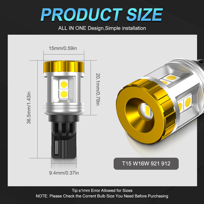 W16w Led Reverse 2x 2000LM T15 W16W LED Canbus 912 921 LED Bulb T16 Reverse Light Car L ...