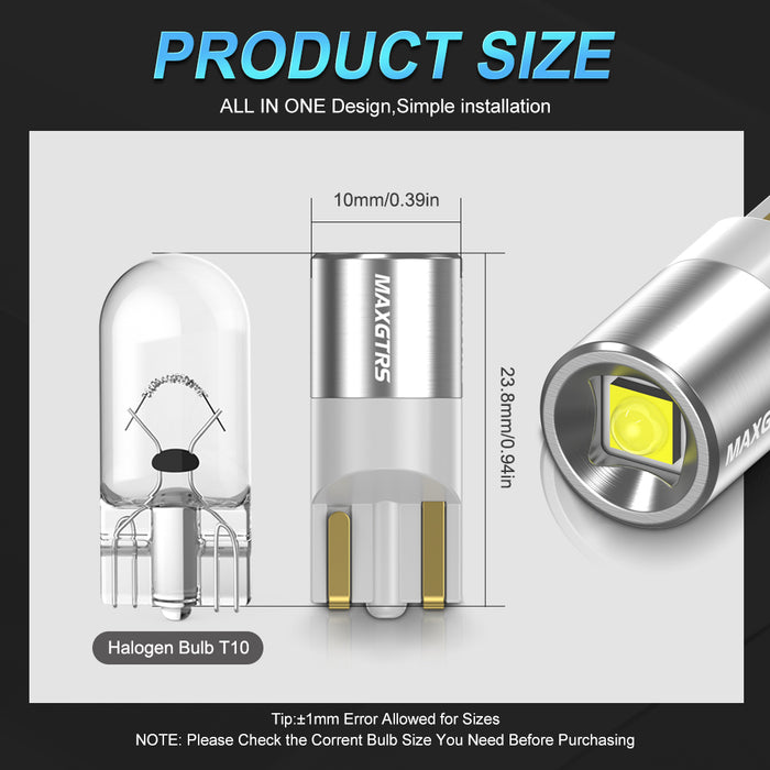 2x Super Bright T10 LED W5W 3535 Chips Car Side Interior lights Bulb 194 168 Auto White/Yellow/Red Parking Marker Dome Lamps