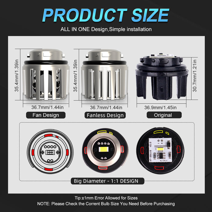 2x Car Led Fog Light Bulb for Toyota COROLLA CROWN YARIS AQUA Harrier NAOH PRIUS HONDA Civic 3000K 6000K Replace Original Lamp