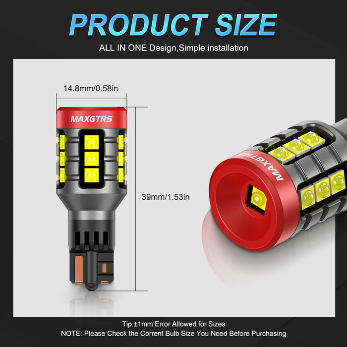 2×T15 W16W LED Bulb No Error White Yellow Super Bright 921 912 LED Canbus Tail Lamp Brake Lights Car Automotive Light
