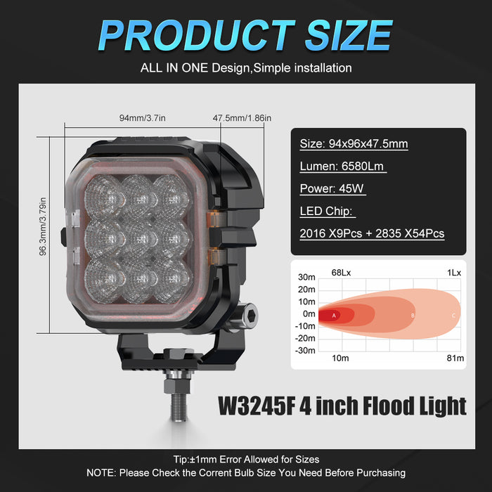 1× 3 Inch/4 Inch Super Amber Drl Led Work Light Bar for Car Jeep Wrangler 12v Led Spotlight Auxiliary lights For Lada Niva Offroad Truck SUV ATV