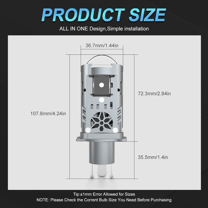 Ultra Bright H4 Bi-LED Mini Projector Lens 26000LM Car Headlight 9003 HB2 CANBUS Auto Hi/Lo Beam Bulb For Automotive Motorcycle