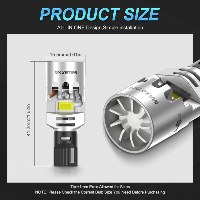 2x 4000LM Canbus T15 T16 Fan LED Reverse Lights W16W Car Rear Turn Signal Bulb Lamp 912 921 White Amber Yellow