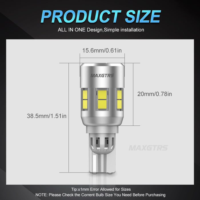 2x Ultra-Short Design T15 LED Canbus No OBC Error W16W LED Car Light Bulbs Amber Yellow For Turn Signal High Power