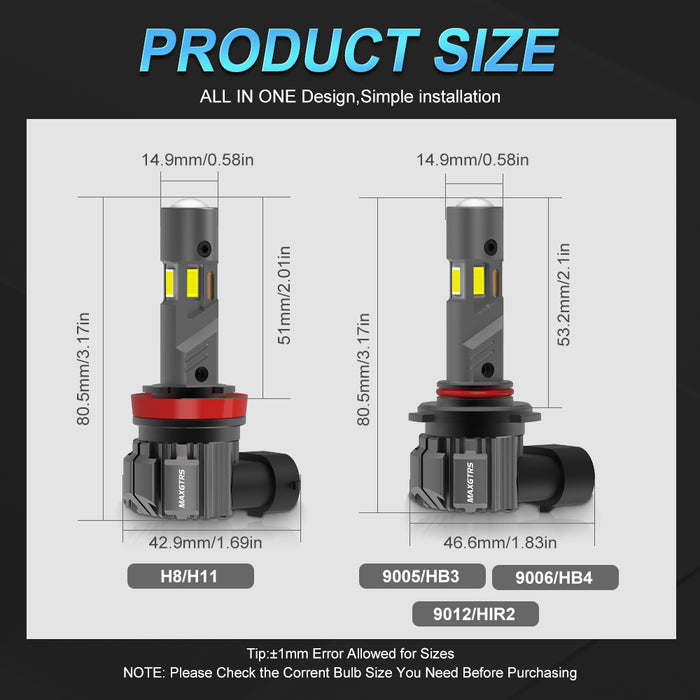 2x CANBUS H8 H11 LED Fog Light Bulbs H9 H16JP 9005 HB3 9006 HB4 9012 HIR2 4300K Warm Yellow Led Daytime Running Driving Lamp