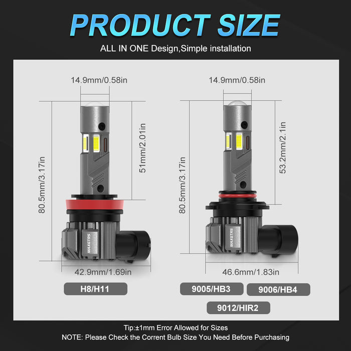 2x CANBUS H8 H11 LED Fog Light Bulbs Fanless H9 H16JP 9005 HB3 9006 HB4 9012 HIR2 4300K Warm Yellow Led Daytime Running Driving Lamp