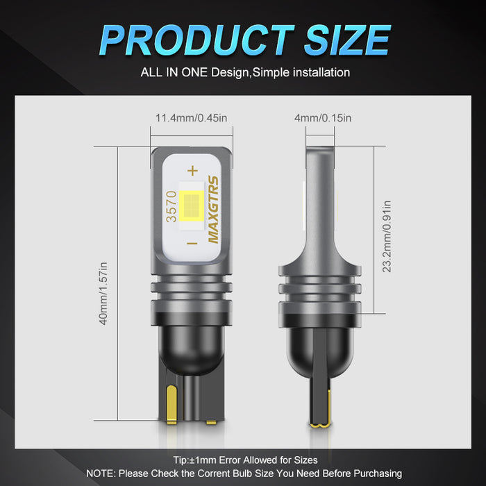 2x T10 CANBUS No ERROR W5W 168 194 3570 Chip LED 72W Auto Indicator Replacement Light Wedge Parking Bulbs Lamps Car Light Source