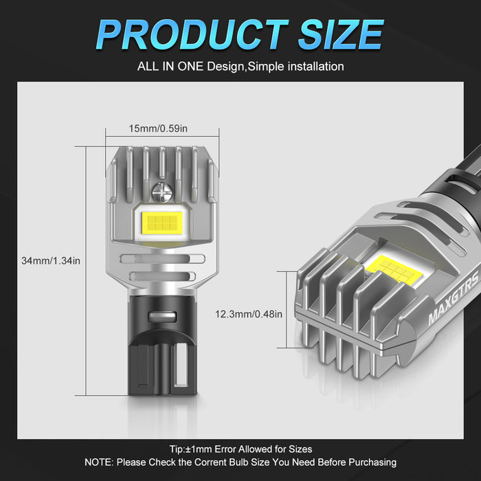 2x 2000LM Canbus T15 T16 LED Reverse Lights W16W Car Back Up Rear Turn Signal Lamp 912 921 White Red Yellow Amber Super Bright