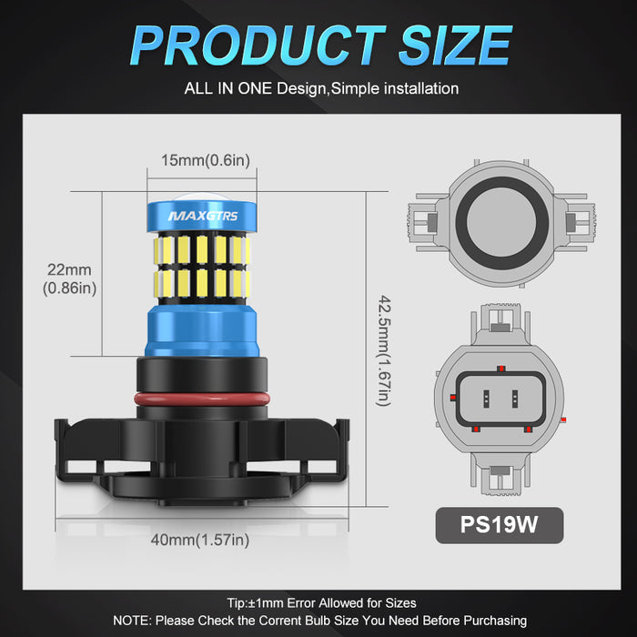 2x PS24W 5202 h16(eu) 2504 5201 5301 5202 PS19W LED Fog Light Bulbs Extremely Bright 50W GC 5530 Chipset 6000K