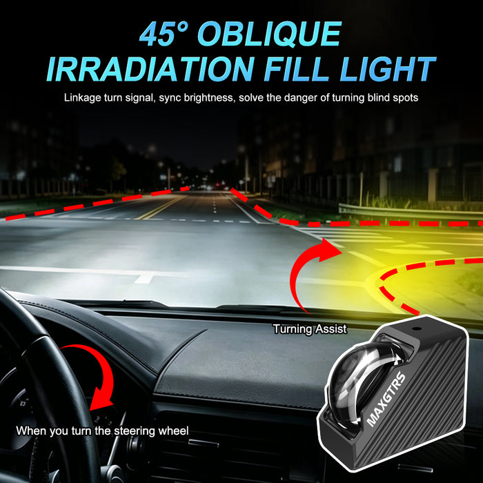 2× Car Turning Assist Grille Light Motorcycle Spotlight Auto Auxiliary Front Light Yellow Turn Signal Lights For Offroad Trunk SUV