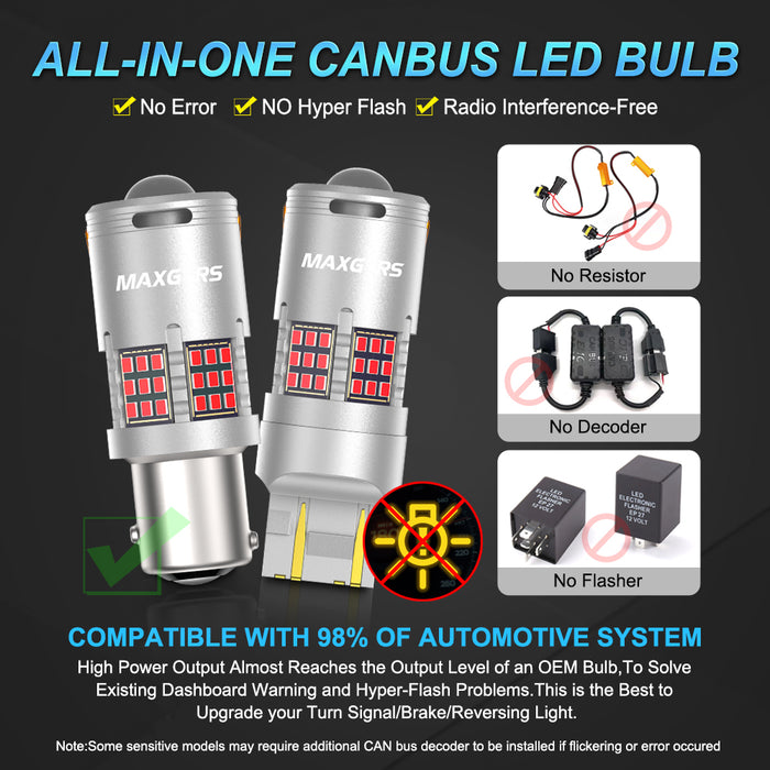2× 1157 BAY15D P21/5W 7443 W21/5W T25 3157 P27/7W LED Bulbs CANBUS No Error Backup Brake Light Lamp Hyper Flash