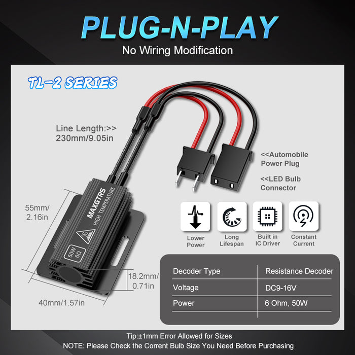 2× 50W Load Resistor Car LED Decoder Canbus Error Free For H7 H8 H11 H4 9005 9006 HB3 HB4 Car Lights Accessories