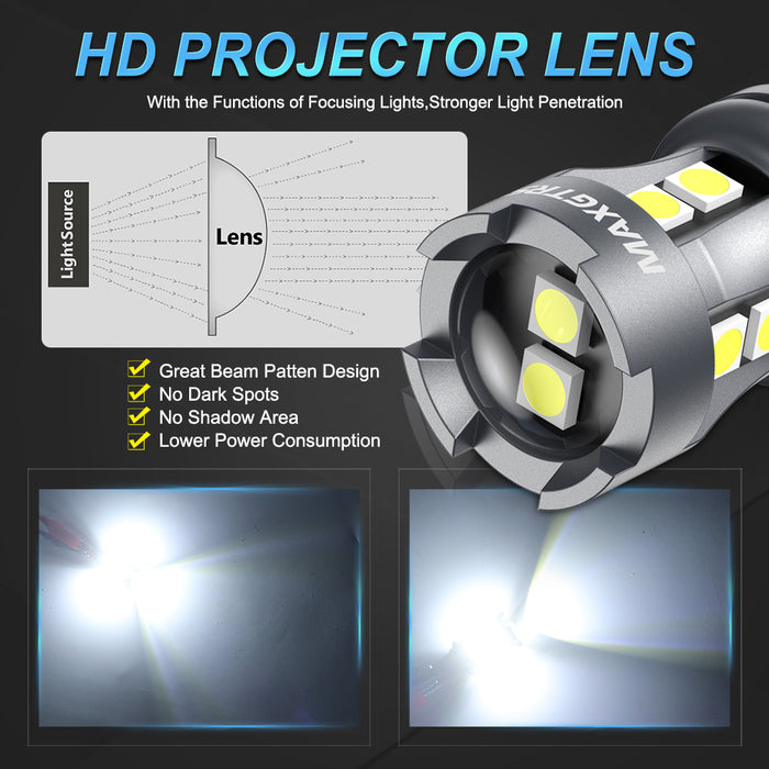 2Pcs T15 LED Bulb W16W LED Tail Lamp Canbus No Error 3030 10-SMD 912 921 LED Lights 12V Car Backup Reverse Light 2000LM 6000K