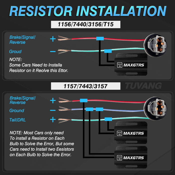 2× Universal 50W 6Ω LED Turn Signal Light Blink Flash Fix Load Resistors LED Bulbs Light Error Free Code Canceler Decoder