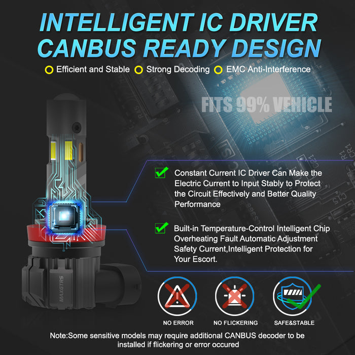 2x CANBUS H8 H11 LED Fog Light Bulbs H9 H16JP 9005 HB3 9006 HB4 9012 HIR2 4300K Warm Yellow Led Daytime Running Driving Lamp