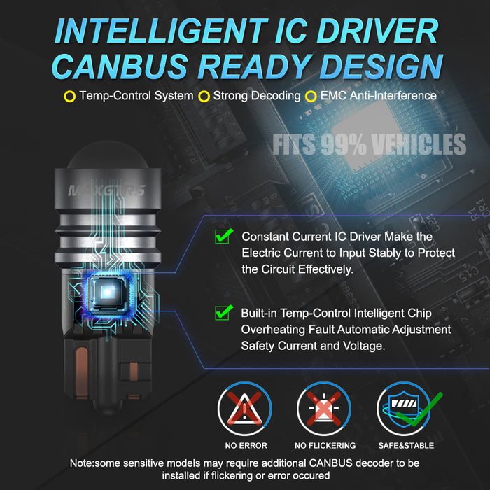 2× W5W XBD 2 SMD Car T10 LED Bulb 194 168 Wedge Replacement Reverse Instrument Panel Lamp White Bulbs For Clearance Lights