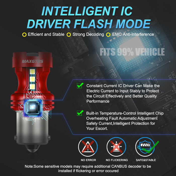 2x Strobe P21W BA15S 1156 7440 7443 LED Light Bulb T20 7506 BAY15D 1157 P21/5W LED Bulbs DRL Car Parking Brake Tail Lights