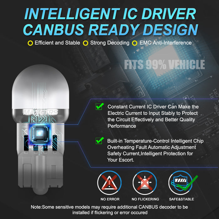 2x T10 LED W5W Car Side Interior lights 12V Reading Bulb 3030 Chips 194 168 Auto White Red Yellow Parking Marker Dome Lamps