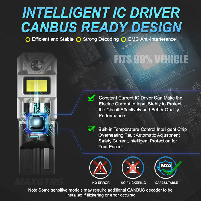 2xT10 LED W5W 5W Car Side Interior lights 12V Super Bright Bulb 5530 Chips 194 168 Auto White 6000K Parking Marker Dome Lamps