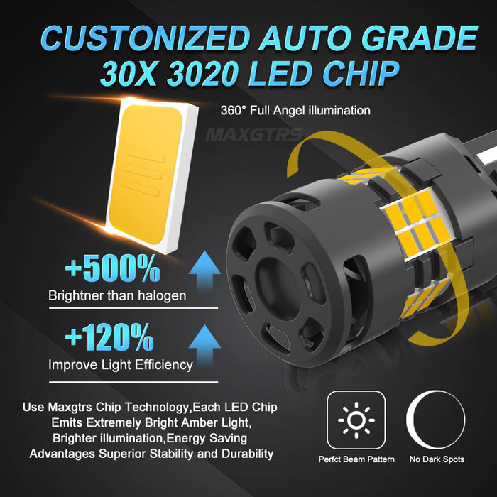 Syneticusa 2x 1156 BA15S LED 54-SMD Amber Yellow Parking/Turn Signal Bulbs