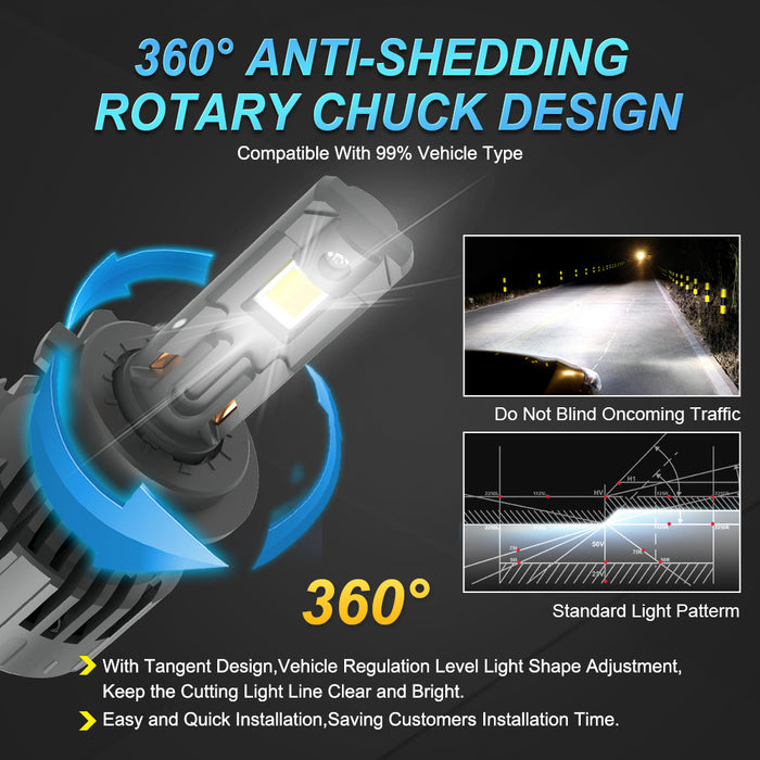 2× APP Control H8 Car Headlight Bulbs H4 Turbo Headlight H11 9005 HB3 9006 HB4 H7 H1 LED Strobe Flash Mode 3000K 4300K 6000K