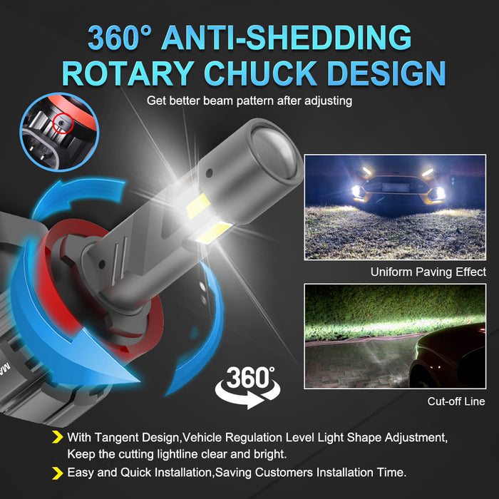 2x CANBUS H8 H11 LED Fog Light Bulbs H9 H16JP 9005 HB3 9006 HB4 9012 HIR2 4300K Warm Yellow Led Daytime Running Driving Lamp