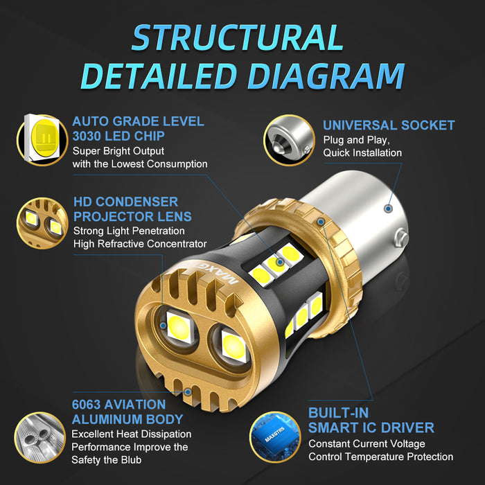 2x S25 P21W BA15S 7443 W21/5W 1157 1156 T20 7440 W21W BAY15D LED Bulbs Car Tail Lights Brake Lights Turn Signal Reverse Lamp DRL