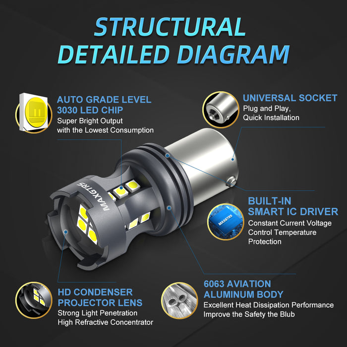 2x P21W BA15S 1156 7440 7443 LED Light Bulb T20 7506 BAY15D 1157 P21/5W LED Bulbs DRL Car Parking Position Reverse Lights