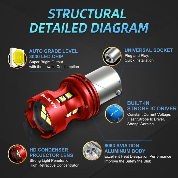 2x Strobe P21W BA15S 1156 7440 7443 LED Light Bulb T20 7506 BAY15D 1157 P21/5W LED Bulbs DRL Car Parking Brake Tail Lights
