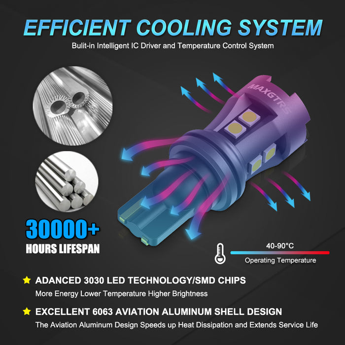 2Pcs T15 LED Bulb W16W LED Tail Lamp Canbus No Error 3030 10-SMD 912 921 LED Lights 12V Car Backup Reverse Light 2000LM 6000K