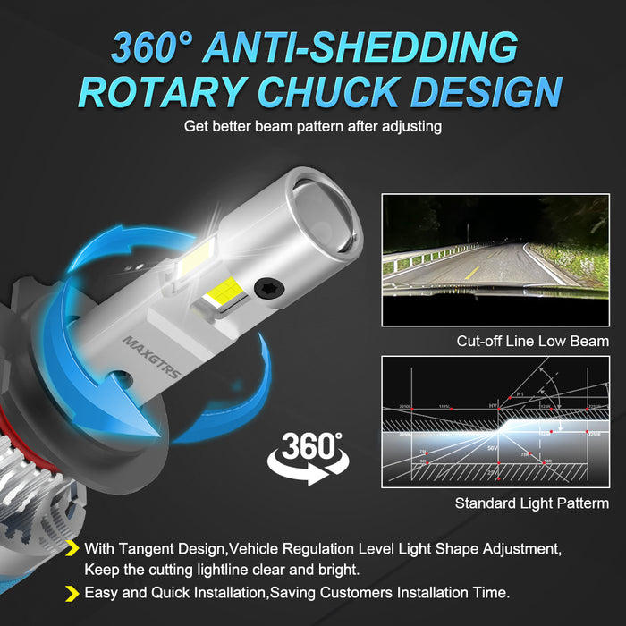 2x Three Sides Shine H7 H4 H11 Led Lamp Lens Tube Lights H8 HB3 9005 HB4 9006 9012 12V Canbus For Car Led Headlight Bulb