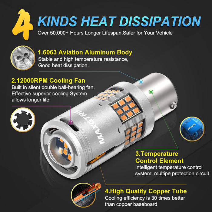 2× 1156 BA15S BAU15S PY21W T20 7440 W21W T25 3157 3156 LED Bulbs CANBUS No Error Turn Signal Hyper Flash Light with Fan