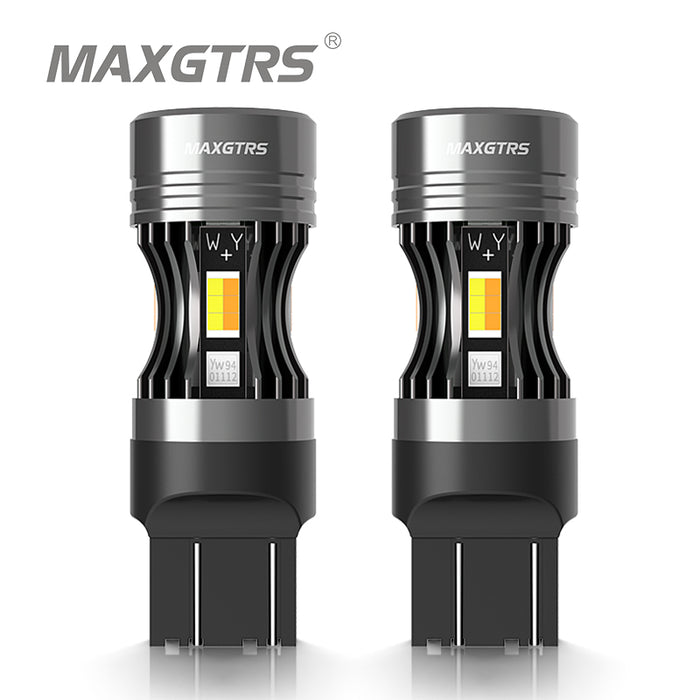2× Dual Color White Amber Switch 1157 BAY15D T20 7443 T25 3157 LED Bulbs No Hyper Flash Canbus DRL Turn Signal Light