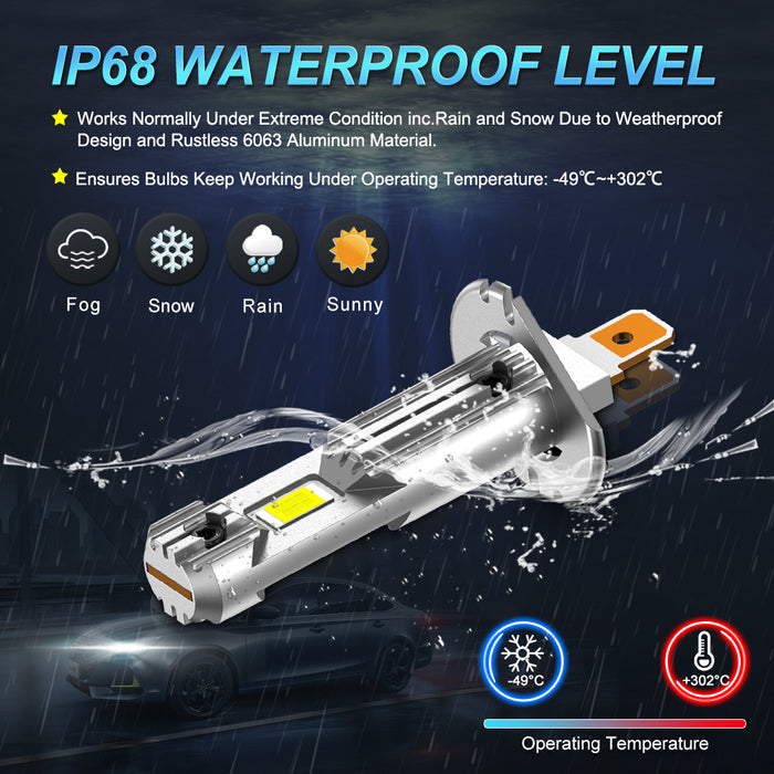 2× H1 Auto lights Car Led Bulbs 3570 Chip 6500K/4300K Wireless Fog Lamp Car Headlight