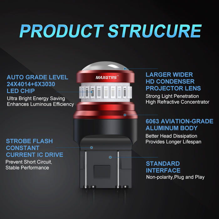 2x Strobe Flash 1157 BAY15D 7443 W21/5W P21/5W 1157 3157 BA15S LED Chip Car LED Bulb Tail Lamp Reverse Red Brake Light 12V 24V