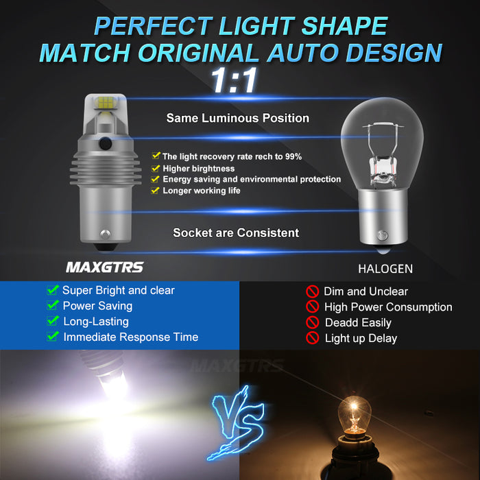 LED Car Lights Bulb  MAXGTRS - 2× 1156 BA15S P21W T20 7440 W21W Light  BA15S LED Bulbs Canbus No Error Reverse Turn Signal Light Lamp — maxgtrs