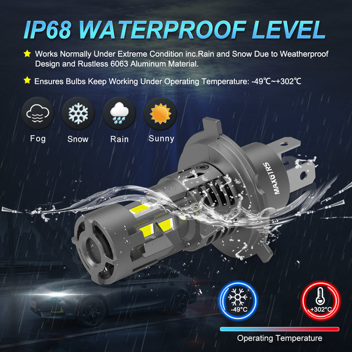 2X H4 LED Canbus Headlights 12V 9003 HB2 Hi/Lo Beam Motorcycle Headlamp Fanless H4 LED Bulb for Lada Honda Toyota Ford