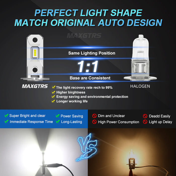 LED Car Lights Bulb  MAXGTRS - 2× H3 Led Bulbs 80w Auto lights Car Light  Source Fog Lamp Car Headlight — maxgtrs