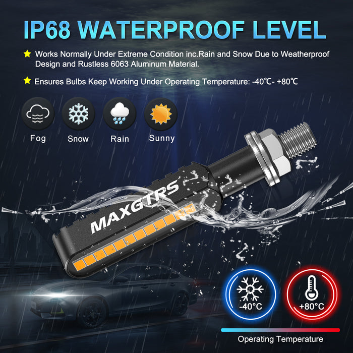 2× Motorbike Side Turning Indicators High Brightness Daytime Running Lights Universal Waterproof for Motorcycles Beach Bikes