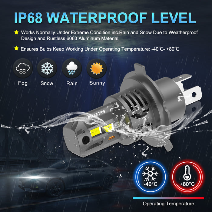 1× H4 Motorcycle LED Headlight Bulb H4 HB3 LED Moto Light High Low Beam Headlamp Motorbike LED Light 6000K Warm White White